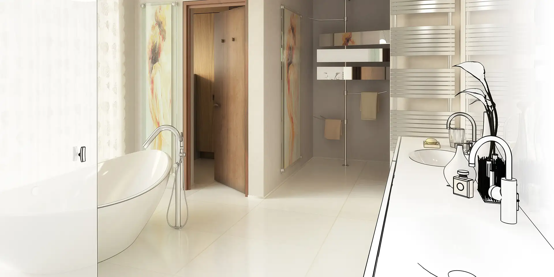Moderne Badsanierung mit bodengleicher Dusche - HeizCenter Komplettservice Augsburg